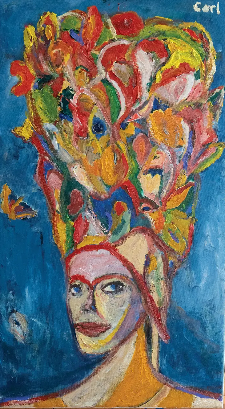 Lady with flower turban